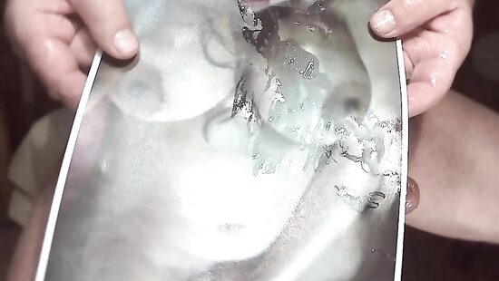 Cum tribute on her big tits